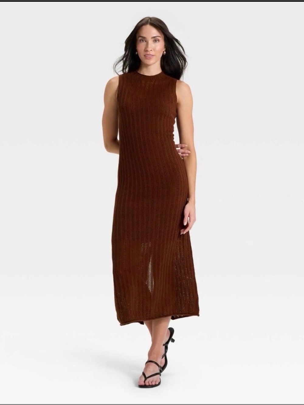 a new day Sleeveless Chocolate Brown Knit Maxi Dress